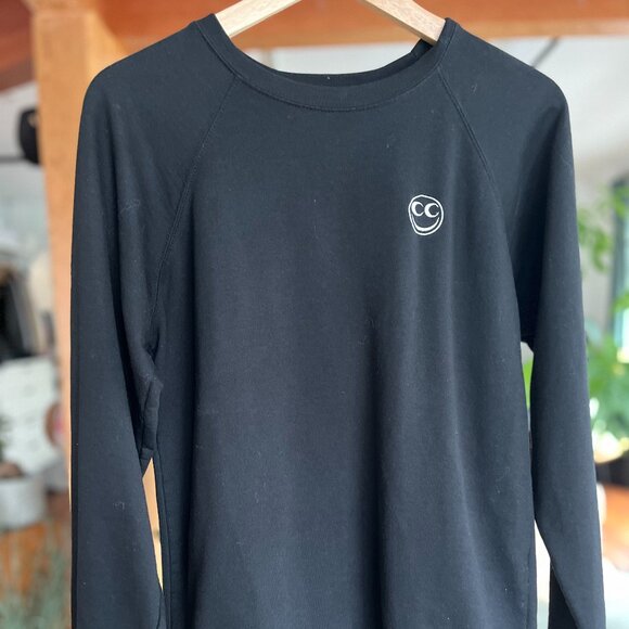 See See Moto Black Crewneck Sweatshirt with Checkerboard Back - Picture 1 of 3